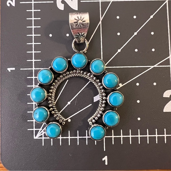 925 Sterling Silver & Kingman Turquoise Naja Pendant • Southwestern • - Picture 11 of 13